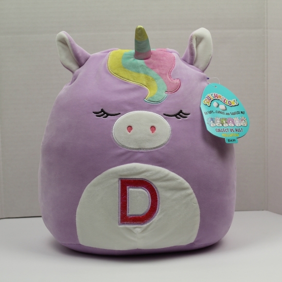 12" Monogrammed 'D' Silvia Unicorn Squishmallows - Picture 2 of 12